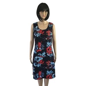 Le Grenier Floral Sleeveless Black Sheath Dress, Size M